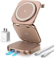 5-in-1 Wireless Charger for Magsafe, AC ISLAND Travel Charging Station for Apple, 15W Snap Magnetic Multi Charging Stand Pad Dock for iPhone 16/15/14/13 Apple Watch AirPods (with 35W GaN Adapter)