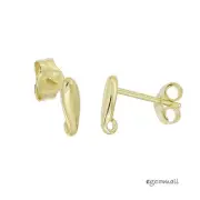 18kt Gold Over Sterling Silver Small Teardrop Stud Post Earring Connector #99162