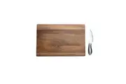 Euroline 18.5cm Acacia Wood Cheese Board w Stainless Steel Knife Set Large Brown