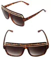 Flat Top SUNGLASSES HIP HOP VINTAGE Brown GOLD TOP GRANDMASTER STYLE RETRO 80's
