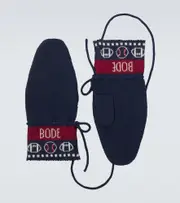 [Bode] Bode Knitted jacquard alpaca mittens L blue