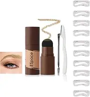FantasyDay Eyebrow Stamp Stencil Kit,Adjustable Professional Waterproof Long Lasting Buildable Eyebrow Powder Stamp Makeup Tools with 10 Eyebrow Stencils, 1 Brush and 1 Eyebrow Tool(Light Yellow)