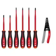 Milwaukee Insulated Slim Tip Screwdriver Set w/ Dipped Grip Wire Stripper (7-Pc)