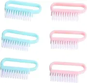 IWOWHERO Manicure Set 6 Nail Brushes Fingernail Toe Cleaning Brush Pp Plastic Handle Soft Nylon Bristles