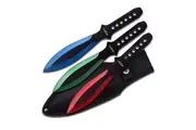 Perfect Point Blue Green & Red Throwing Knives (K-PP-114-3RGB)