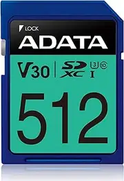 ADATA Premier Pro 512GB SDXC Class 10 UHS-I Flash Memory - 512GB, SDXC, Class 10, UHS-I, 100MB/s, Blue