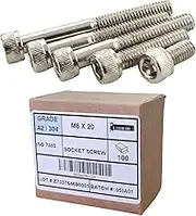 M2 M3 M4 M5 M6 [Selectable Size - 20 Bolts] Hex Socket Head Cap Bolts Screws Stainless Steel A2 G304 Bolt hshc hsc Metric Coarse Machine Screw (M5 x 12mm [Full Thread])