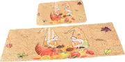 BEBEMOKO 2pcs Thanksgiving Floor Mat Non- Doormat Unique Print Moisture-Absorbing Kitchen Ground Pad for Entryway Bathroom and Home Use
