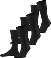 FALKE Men's Airport 3-Pack Socks Breathable Climate-Regulating Odour-Neutralising Wool Cotton Thin Plain Elegant Flat Seam In The Toe Area For Everyday Life Business Multipack 3 Pairs