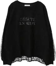 Green Parks(グリーンパークス) Women's Lace Docking Logo Pullover Sweater
