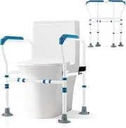 Foldable Toilet Safety Frame, Toilet Surround Safety Frame Free Standing Support Rail Surround Mobility Aid Height and Width Adjustable Toilet Frame Surround Toilet Handrail