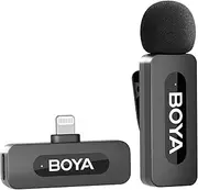 BOYA Wireless Lavalier Lapel Microphone for iPhone iPad - Mini Omnidirectional Condenser Video Recording Mic for Interview Podcast Vlog YouTube Live Stream