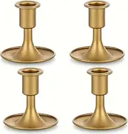 AIMALL 4 PCS Vintage European Style Metal Candle Holders for Dining Table, Tapered Candle Holder Set, Romantic Candlelight Dinner Ornaments, 3.3 x 3.2 Inches