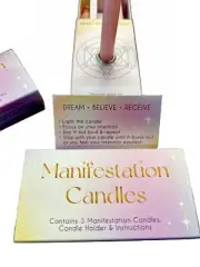 Crystal Wonderland Set of 3 Manifestation Candles Spell