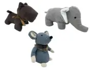 Novelty Animal Design Cord Fabric Door Stop ~ Mouse Elephant Dog