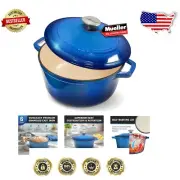 6QT Enameled Cast Iron Dutch Oven by Mueller – Oven Safe & Multi-Cooking Style
