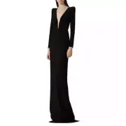 Alex Perry Carlin Strong-Shoulder Gown black US6