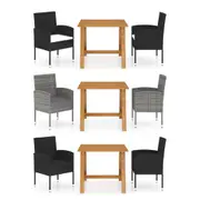 Outdoor Garden Paito Terrace Dining Set 3 Piece Table Chair Black/Grey vidaXL