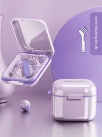 在飛比找松果購物優惠-隱形牙套收納盒 正畸保持器兒童牙齒矯正器清洗假牙便攜盒 (8
