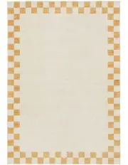 [Miss Amara] Gadise Checkered Border Washable Rug in Yellow Mustard