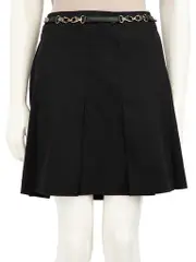 Black Wool Mini Pleated Skirt