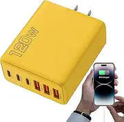 Multi-Port Cell Phone Charger | Multiport Phone Adapter 120W USB Wall Charger | Compact Type-C Charger Block Fast Charging International Wall Plug for Laptops