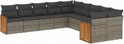 vidaxl - Garden Sofa Set with Cushions - Poly Rattan - 10 Piece Modular Grey Sofa - Outdoor Patio Furniture - Weather-Resistant - with Storage - Easy to Clean - Versatile Lounge Seating for terrac...