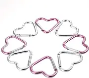 [AHQiZFX] 8PCS Heart Clip Keychain Clip, Cute Heart Shaped Keys Clips, Versatile Zinc Alloy Key Holder, Keychain Clip for Dog Leash Water Bottle Holder Snap Clips Keys (Silver, Pink)