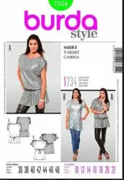 Burda Sewing Pattern 7354 Misses Top T Shirt Tunic Size 10-22