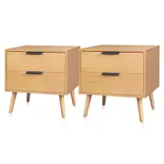 2x ALFORDSON 2 Drawers Bedside Table (Wood)
