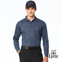 在飛比找ETMall東森購物網優惠-【Lynx Golf】男款歐洲進口布料純棉絲光滿版幾何線條造