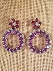 6.35 ctw Orissa Rhodolite Garnet, African Amethyst, Zircon St.Silver Earrings