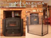 WOOD HEATER FIRE SCREEN / GUARD SHIELD/FIRESCREEN /BLACK 3 PANEL FIREPLACE Mel