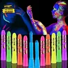 12 Pcs Glow in the Dark Body Face Paint Neon Glow in the Black Light UV Fluoresc