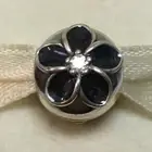 New Genuine Pandora Clip Mystic Floral Black Enamel Cubic Zirconia 791408CZ