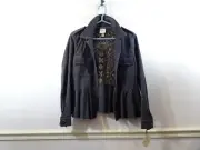 Knox Rose Boho Embroidered Jacket Size S Gray NEW Floral Feminine Button Front