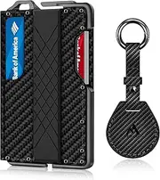 [MURADIN] Tactical Minimalist Wallet for Men, Slim RFID-Blocking Metal Card Holder, Front Pocket Men’s Leather Dapper Bifold Wallet with Money Clip, Carbon Fiber, Minimalist