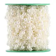 (Beige)Faux Pearl Bead String Artificial Beading Accessories DIY Bouquet