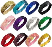 WEBGGER 12 Pack Sequin Headbands Elastic Stretch Sparkly Fashion Headband for Teens Girls Women Hairband Sport Head Band Party Favors Muticolored