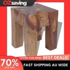 wooden stool handmade side table footrest brown 30x30x40 cm solid teak 3471