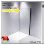FRAMELESS SINGLE PANEL SHOWER SCREEN SAFETY GLASS 800 900 SILVER BLACK WHITE