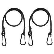 2 Pack Bungee Cords with Hooks 20" Straps Strong Elastic Rope Black