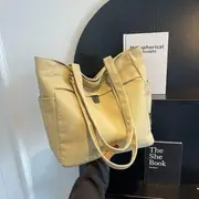 Plain Canvas Tote Bag Khaki - One Size
