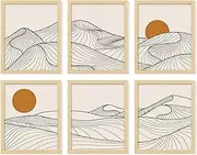 97 Decor Japandi Home Decor - Minimalist Japanese Wall Art, Japandi Style Decor, Mountain Line Art Wall Decor Boho, Minimalistic Posters Japanese Decorations, Rising Sun Bedroom Print (20x25 cm| 8x10 inch UNFRAMED)