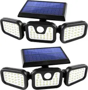 20000LM Solar Security Light Outdoor 3 head 74 LED Motion Sensor Waterproof Lamp