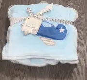 Le Bebe Favorite Airplane Baby Blanket Blue White Gray Security Plane NWT