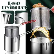 1Set Deep Frying Pot Kitchen Fryer with Strainer Stainless Steel Pan Pot Tools