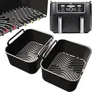 iStock Premium Silicone Liners for Ninja AF400UK & AF451UK | 2PCS Reusable Air Fryer Accessories | Black Rectangular Prism Silicone Liners