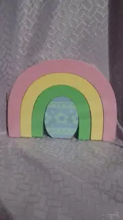 Pastel Easter Wooden Rainbow Montessori Toy Large Stacking Nesting Authentic NIP