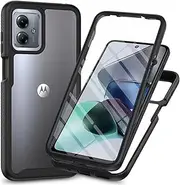 For Motorola Moto G54 Case Built-in Screen Protector,Shockproof Transparent Clear Cover 360 Degree Full Body Protective Rugged Bumper Slim Phone Case for Motorola Moto G54 Black